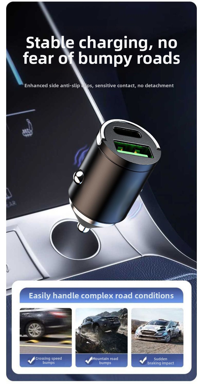Supersnelle autolader, onzichtbare mini-sigarettenaanstekeradapter, PD-laadaccessoire (1 naar 2)._voghion.com