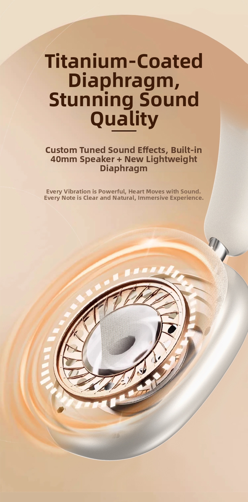 Casque sans fil supra-auriculaire P859ANC – Réduction active du bruit, 40 h d'autonomie, Bluetooth 5.4, molette de contrôle rotative, pliable_voghion.com