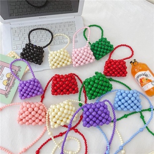 Finished New Crossbody Portable ins Elegant High-grade Handmade Woven Pearl Bag Internet Celebrity Coin Purse Key Bag