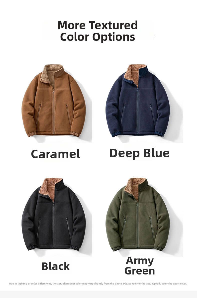 Giacca in pile da uomo con collo a lupetto – cappotto invernale_voghion.com
