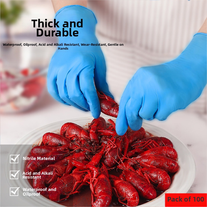 Gants de cuisine jetables en nitrile, très élastiques, épais et résistants, pour les tâches ménagères et la manipulation des aliments._voghion.com
