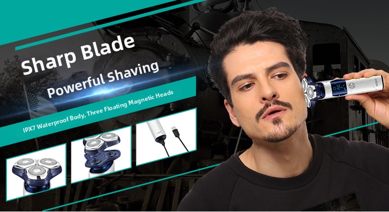 VGR328 Men's Electric Shaver With LCD Digital Display IPX7 Waterproof Three Head Floating Personal Care Home Appliance_voghion.com