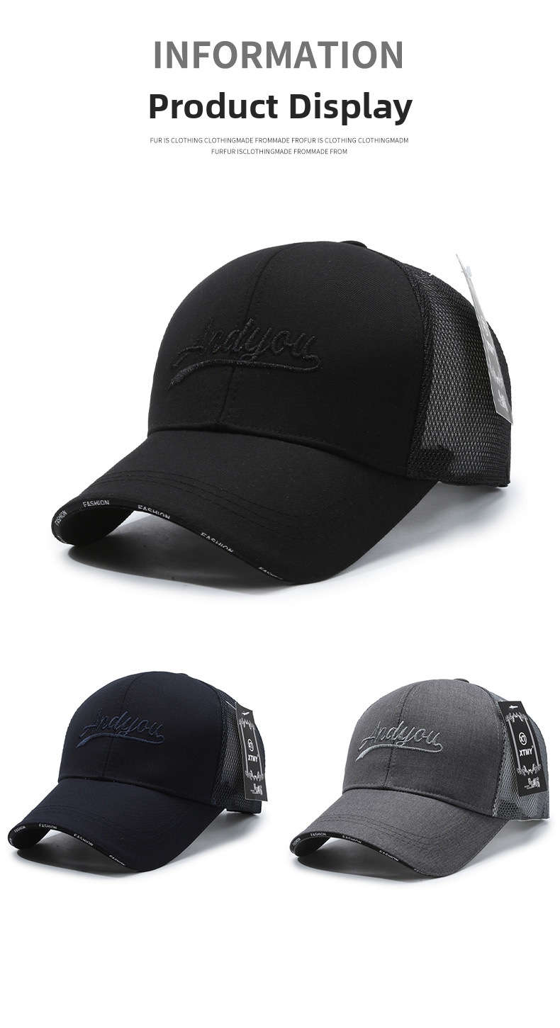 Men's Summer Sun Protection Baseball Caps Casual Hard Top Embroidered Letter Duckbill Hats_voghion.com