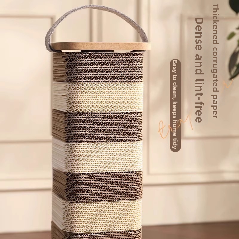 Post Style Cat Scratching Board Thickened Corrugated Cardboard Two Piece Design Portable Wear Resistant Lint Free Cat Tree Toy_voghion.com
