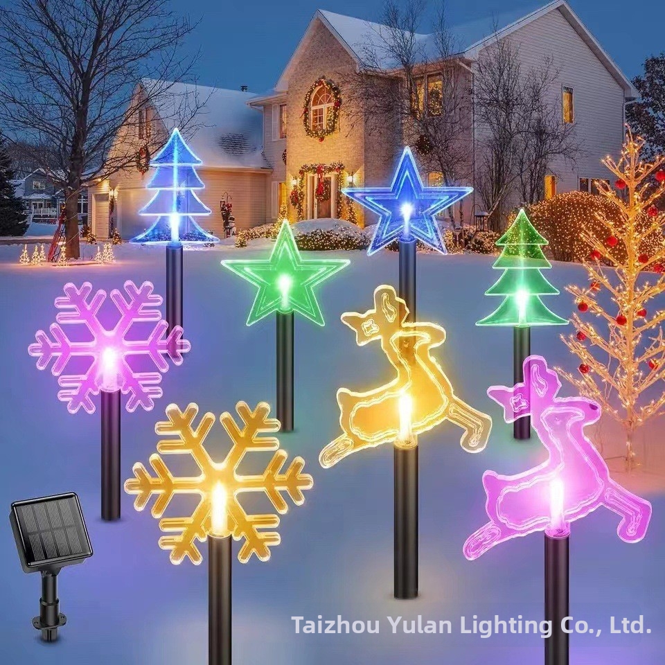 Christmas Outdoor Patio Decorative LED String Lights Solar Powered Star Snowflake Bell Design For Garden Home Decoration_voghion.com