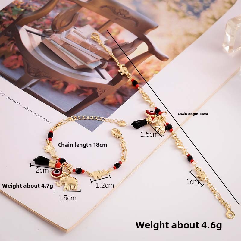 Bohemian Wind Devil's Eye Elephant Armband Cartoon Fun Fußkettchen Urlaubswind_voghion.com