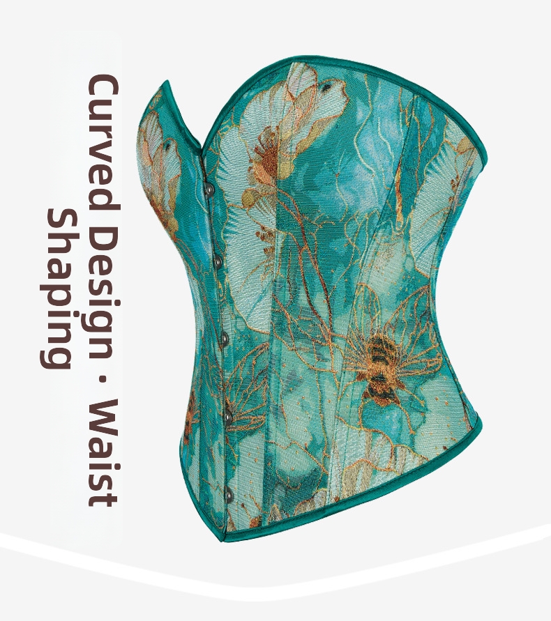 Dames jacquard corset top corrigerende shapewear groene bijen_voghion.com