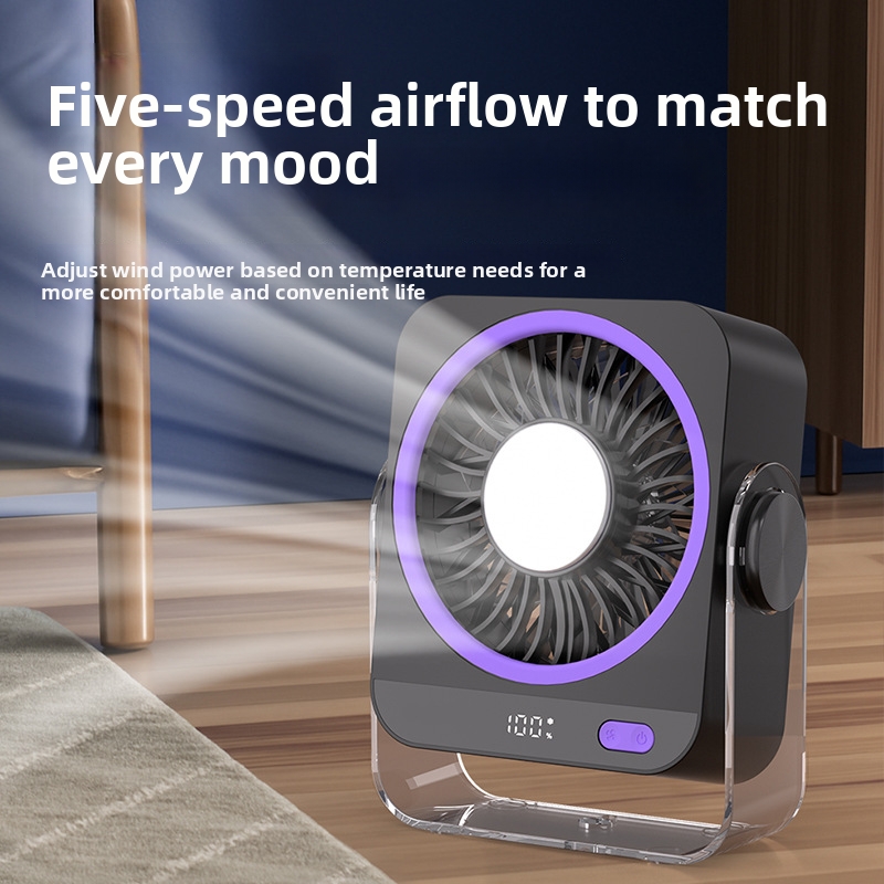 Desktop Fan For Dormitory Wall Mounted Cooling Fan USB Rechargeable Digital Display Small Portable_voghion.com