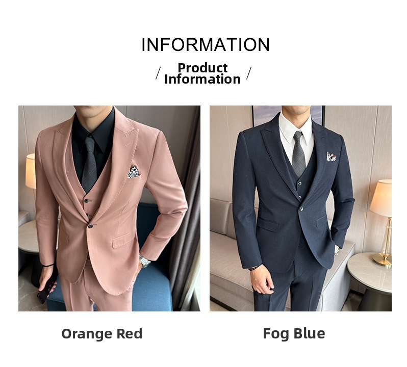 Abito da uomo tre pezzi slim fit rosa elegante raffinato_voghion.com