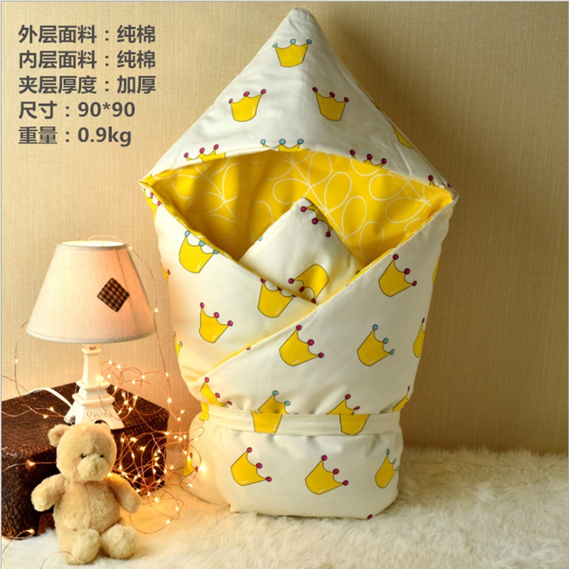 Newborn Pure Cotton Swaddle Blanket for Infants and Toddlers, Autumn and Winter Newborn Swaddle Wrap, Full Moon Baby Quilt with Detachable Double Layer