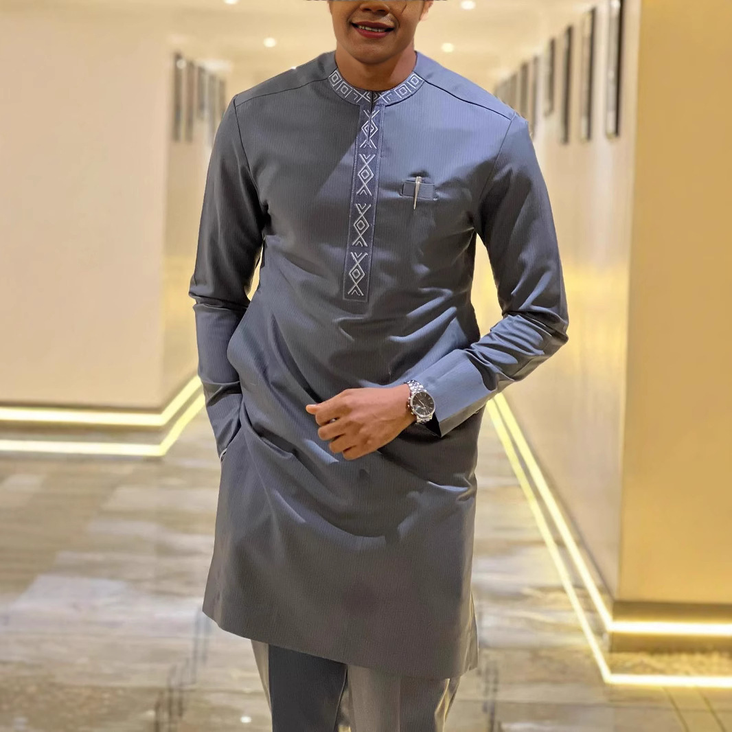 Men's Muslim Fashion Long Sleeve Suit Spring Autumn Set_voghion.com
