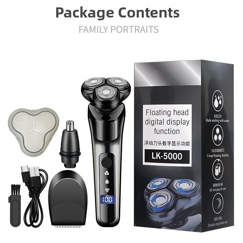 Electric Shaver For Men USB Rechargeable Fully Washable Digital Display Floating Head Home Appliance Personal Care_voghion.com