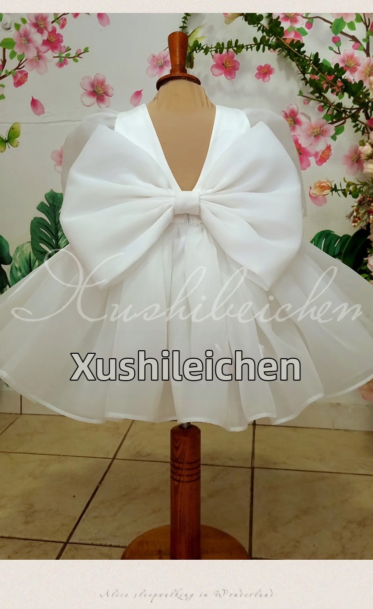 Witte prinsessenjurk voor meisjes met tule rok en strik_voghion.com