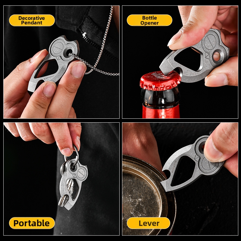 Titanium Alloy Owl Bottle Opener EDC Portable Multi-Functional Key Pendant Cross Border E-Commerce Best Selling Creative Camping & Hiking_voghion.com
