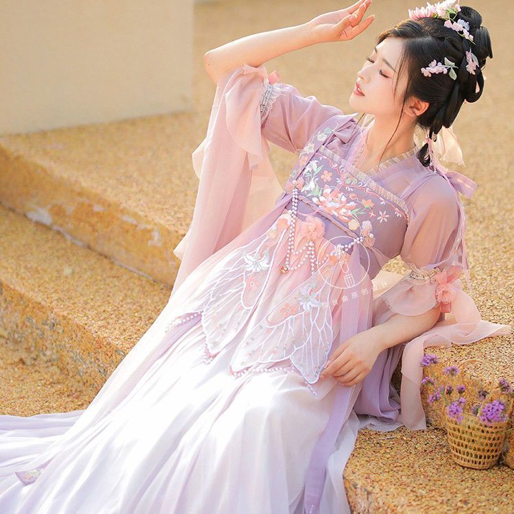 New Style Girlfriend Hanfu Lily Green Wings Han Element Improved Chinese Style Hanfu Tang Style Qi Chest Skirt Dress Immortal Ru