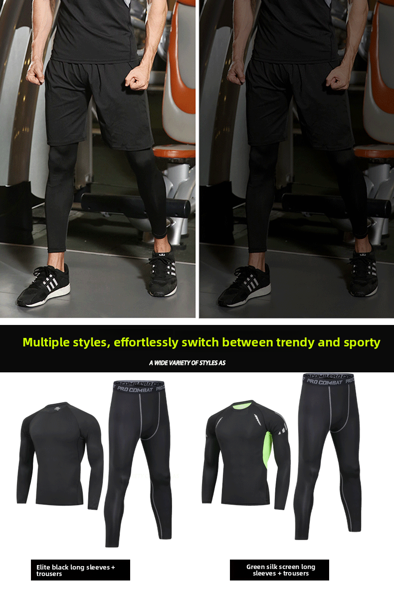 Fitness Clothes Men's Autumn And Winter Velvet Warm Suit Tights Running Quick-drying Clothes Long Sleeves Sports Outdoor_viptrois.com