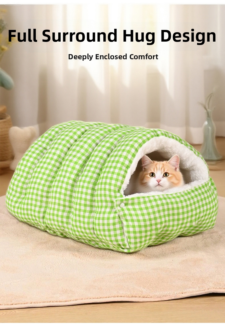 Geschlossenes Katzenbett Höhle Wärmender Kuschelsack Für Katzen_voghion.com