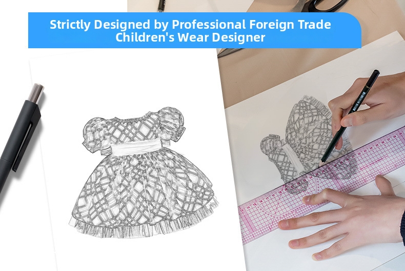 Mädchen Prinzessinnen Kleid Kariert Mit Puffärmeln Festlich_voghion.com