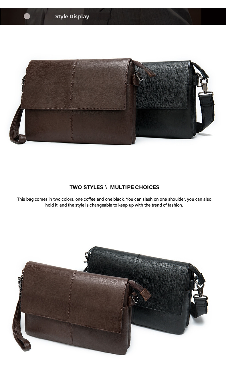 Men's Genuine Leather Bag Large Capacity Soft Multi-Functional Wristlet Retro Clutch Trendy Bag_voghion.com
