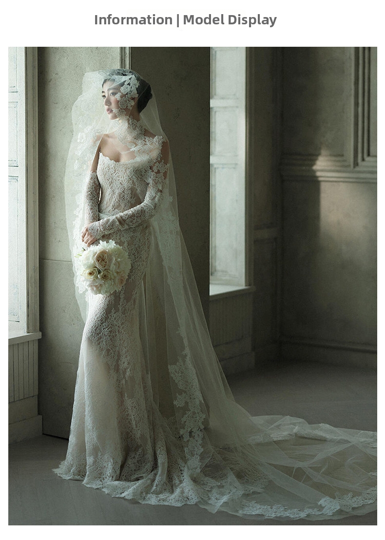 Mermaid Wedding Dress French Retro Lace Strapless Forest Style Small Train Travel Dress New Women's Clothing Party Wear_ecoleips.com