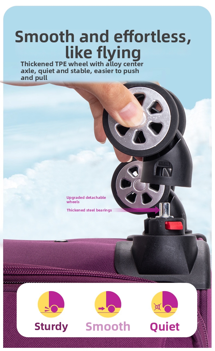 Rolling Suitcase Oxford Cloth Trolley Case With Business Lock_voghion.com