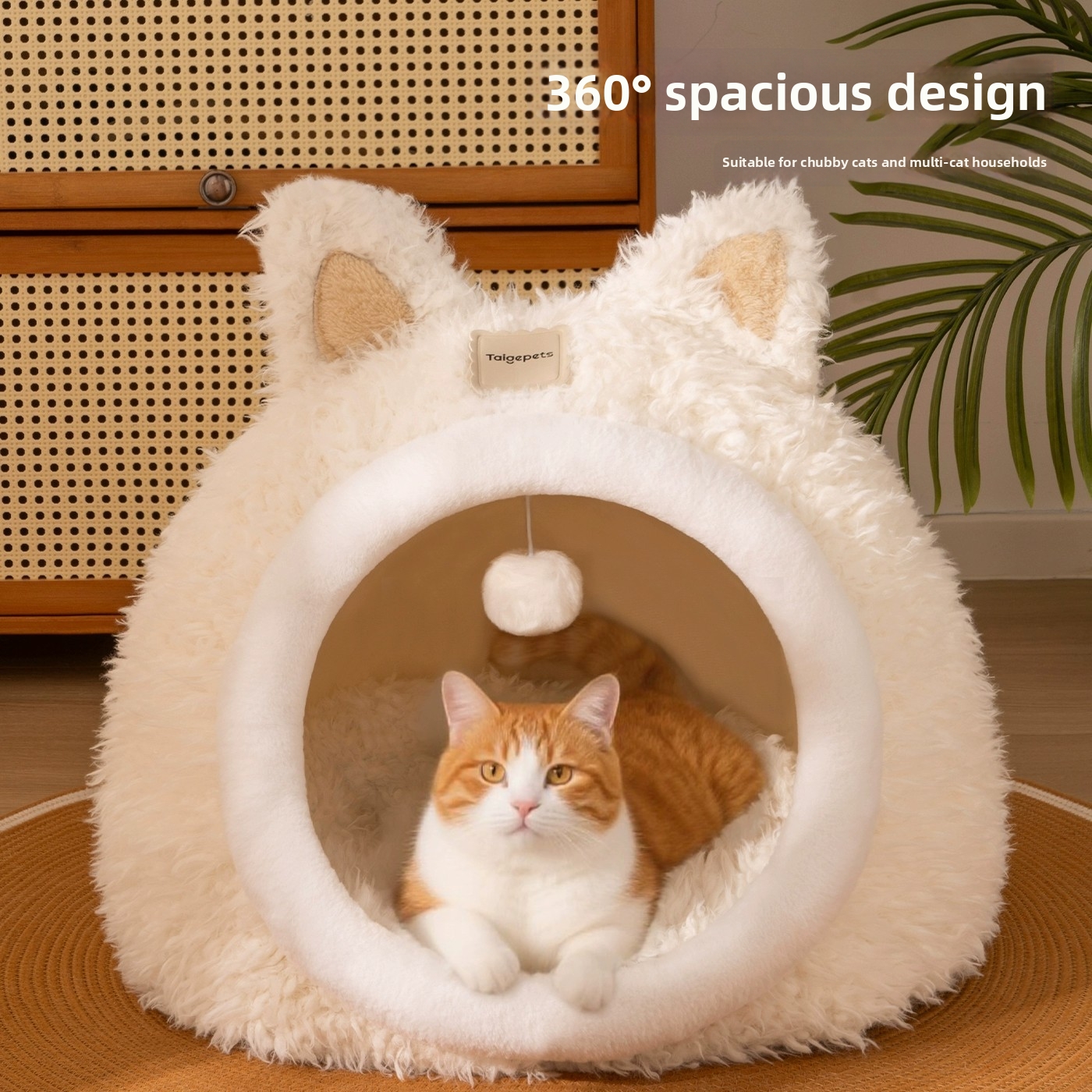 Panier chaud pour chat, panier d'hiver pour chien, maison semi-fermée en forme d'oreille de chat pour animaux de compagnie, toutes saisons_voghion.com