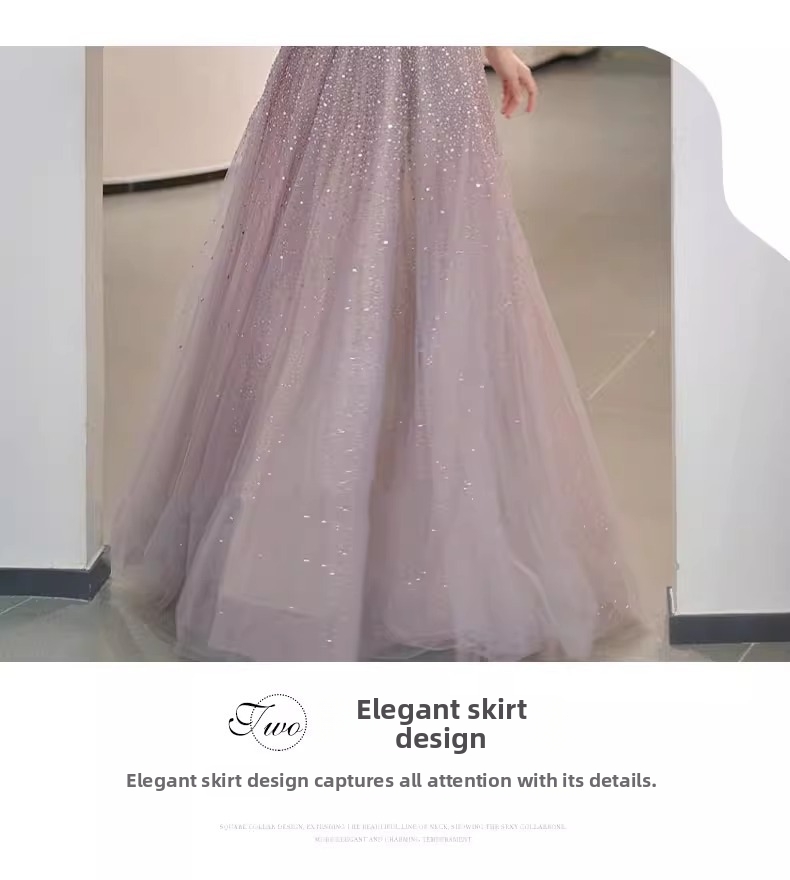 Elegant Luxurious Sequined French Style Evening Gown New Style for Art Exams Perfect Banquets Annual Meetings Ideal Emcees Women's Party Wear_ecoleips.com