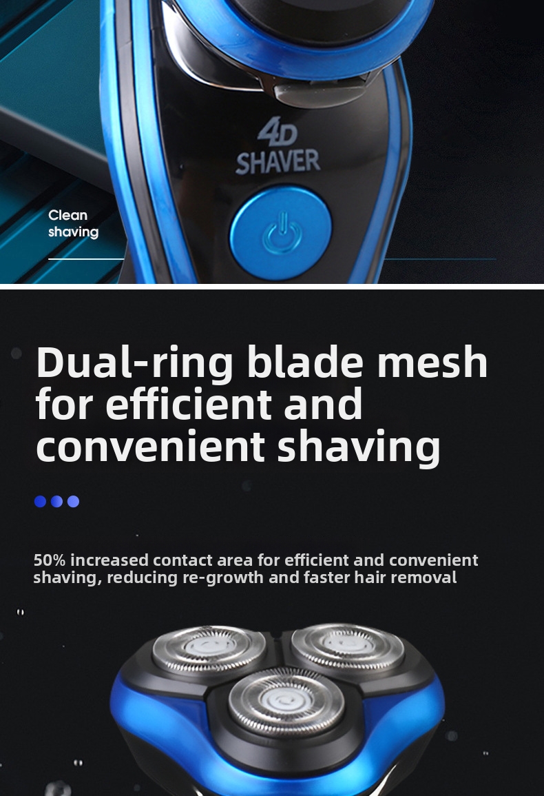 Afeitadora eléctrica hombre 4d recargable con cortapelo lavable_voghion.com