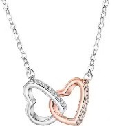 Collana con doppio cuore da donna, elegante ciondolo europeo_voghion.com