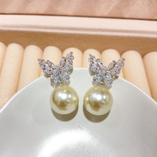 丽银饰品2025爆款珍珠花朵耳环甜美韩版时尚925银针女气质耳饰