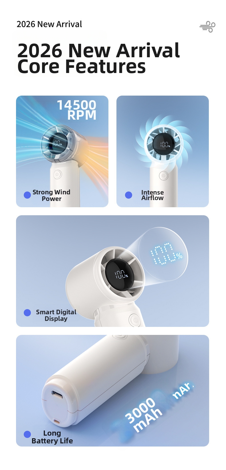 Handheld Mini Fan With Digital Display And Usb Portable Cooling_voghion.com