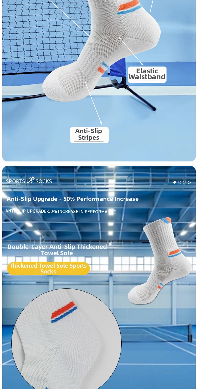 Men's Mid Calf Badminton Sports Socks Breathable High Elasticity Sweat Absorbing Outdoor Thickened Towel Socks_desvips.com