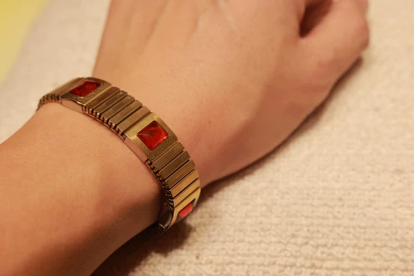 Imitation Gemstone Titanium Steel Magnetic Therapy Bracelet Wholesale Saudi Style Unisex Manufacturer Direct Sales Chain Square Magnetic Trendy