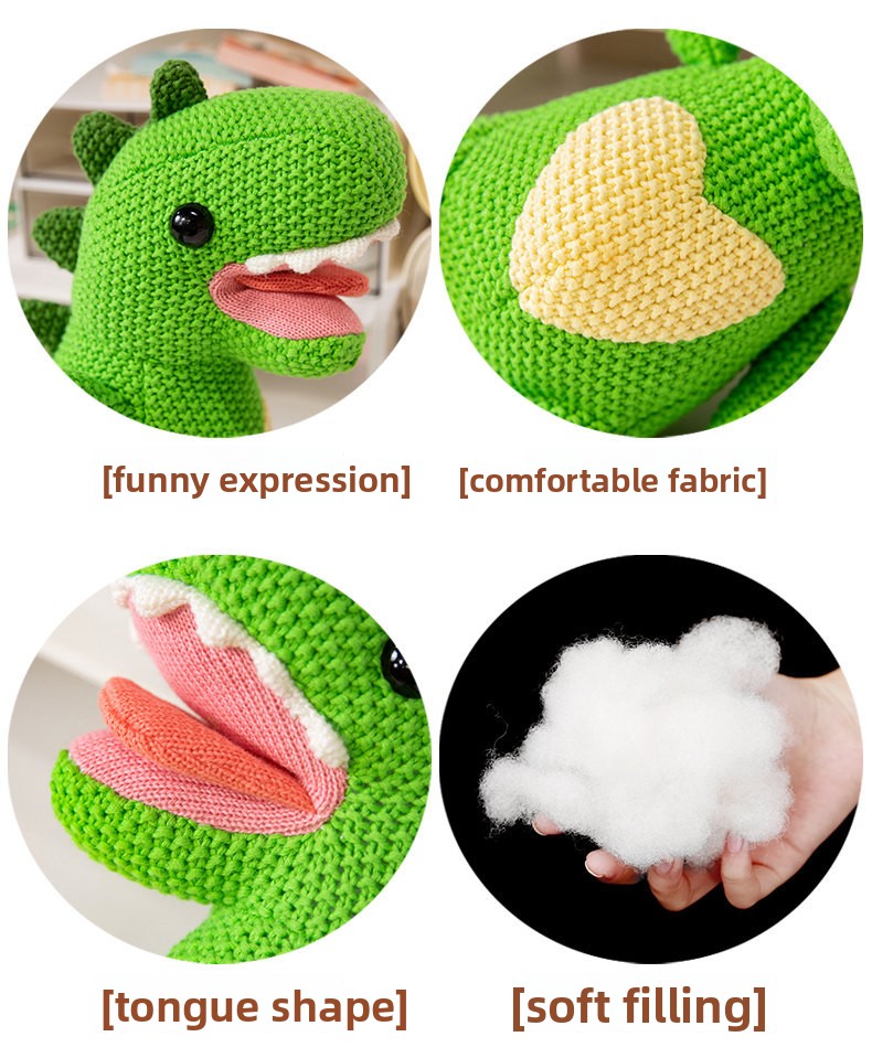 Knitted Animal Plush Toy Soft Stuffed Dinosaur Turtle Bear Rabbit_voghion.com