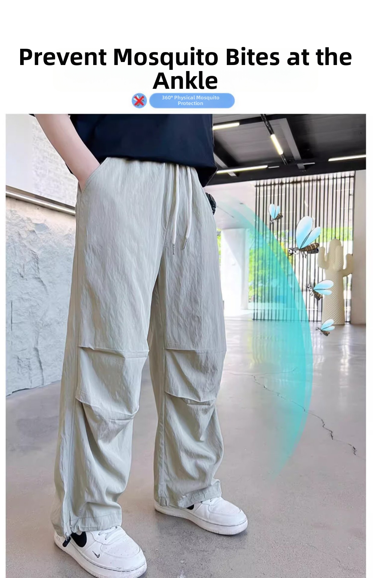 Pantalon d'été à jambes larges pour garçons, nouveau modèle, séchage rapide, anti-moustiques, tailles moyennes et grandes._voghion.com