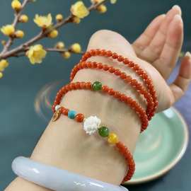 川料樱桃红南红玛瑙手链项链两用款原创国风新中式长链