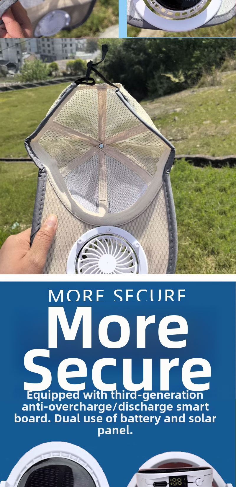 Solar Powered Fan Cap Unisex Breathable Mesh Hat For Summer Sun_voghion.com