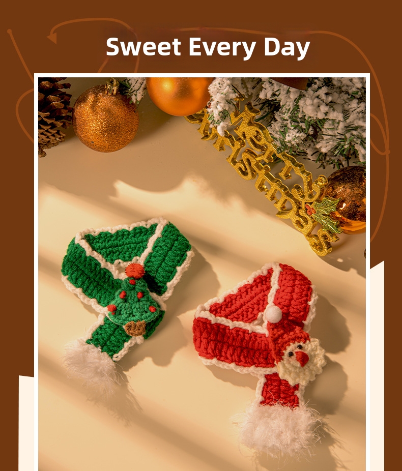 Cachecol de natal em tricô e coleira para cães e gatos_voghion.com