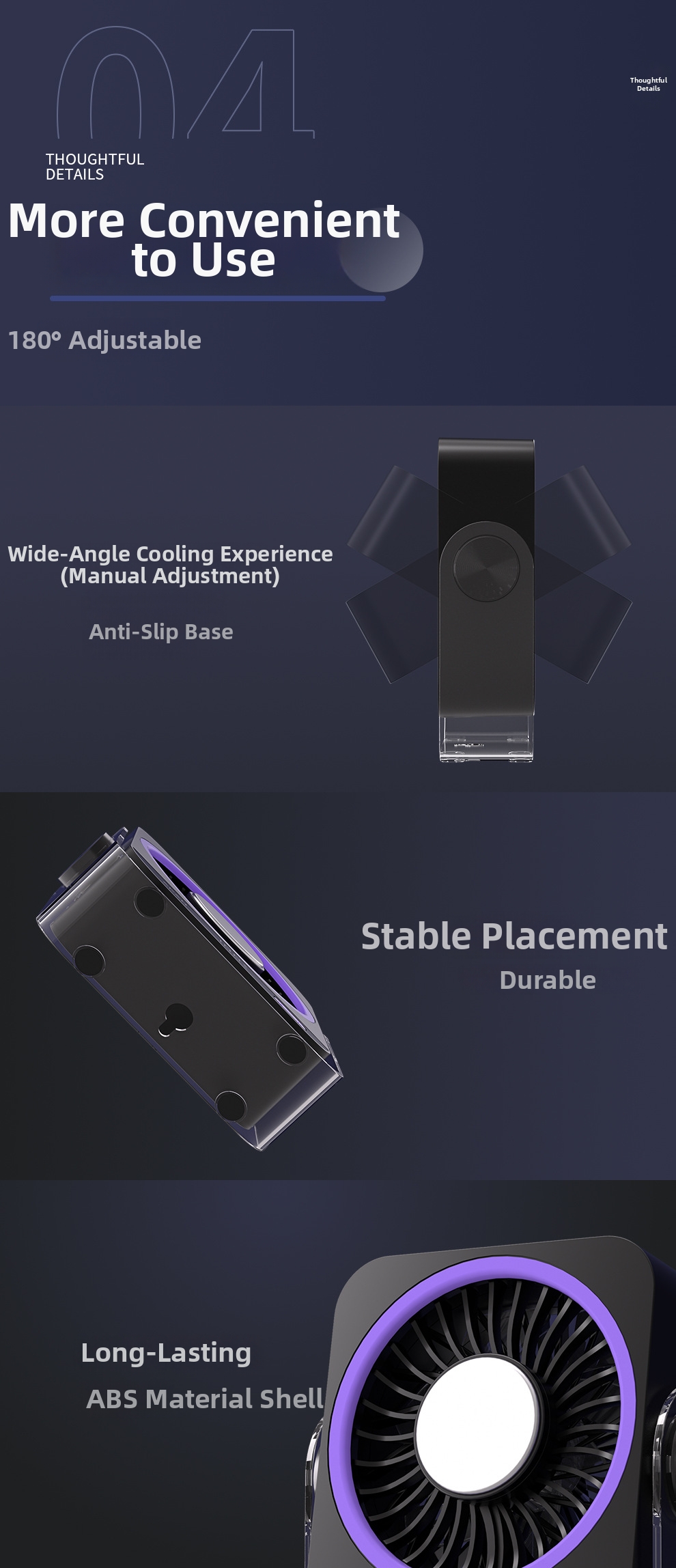 Desktop Portable Fan Usb Rechargeable With Digital Display_voghion.com