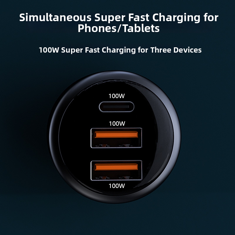 Kfz-Ladegerät mit PD-Schnellladefunktion, multifunktionalem Zigarettenanzünder, 100-W-Super-1-zu-3-Handyadapter, hohe Leistung_voghion.com