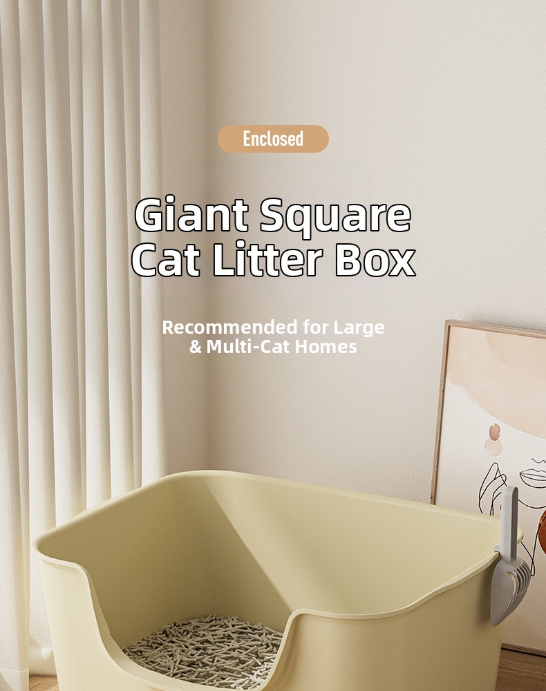 Extra Large Semi-enclosed Anti-pulling Cat Litter Box For Pets_voghion.com