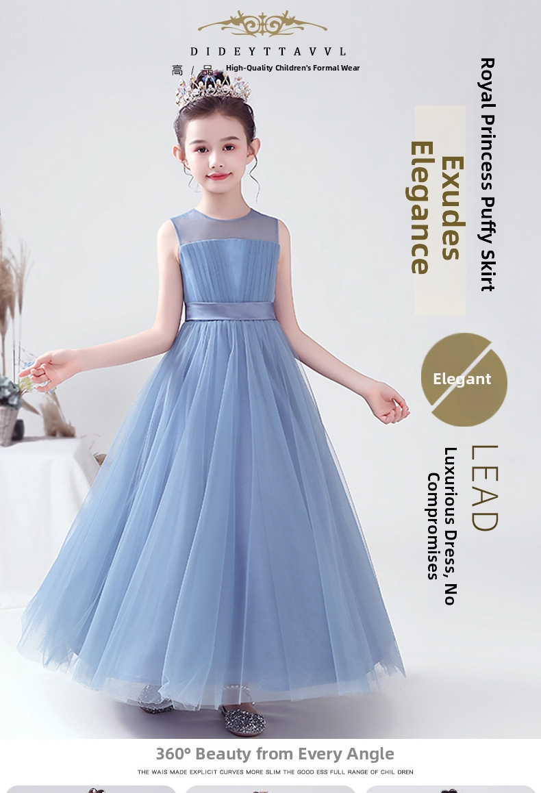 Robe longue sans manches en tulle fée pour mariage et anniversaire_voghion.com