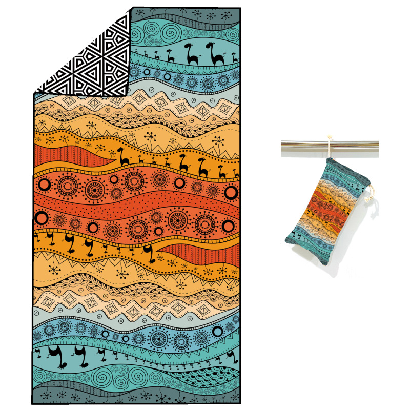 Schnelltrocknendes, doppelseitiges Fleece-Strandtuch, sandabweisendes Badetuch, inklusive Tasche_voghion.com