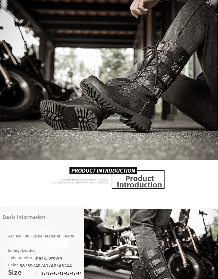 Men's High Top Work Boots British Style Military Combat Footwear_voghion.com