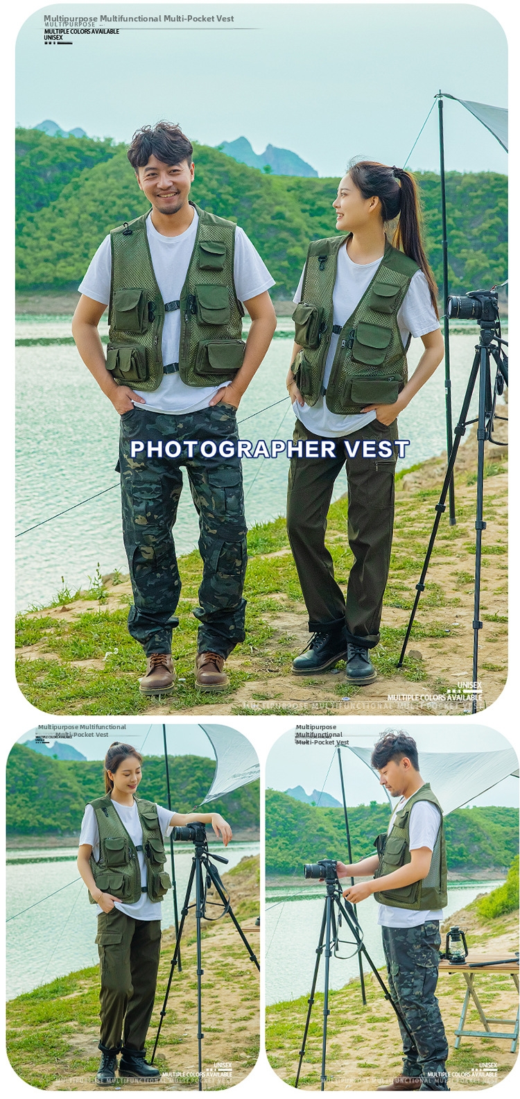 Multi Pocket Mesh Work Vest For Outdoor Hiking And Fishing Sports_voghion.com