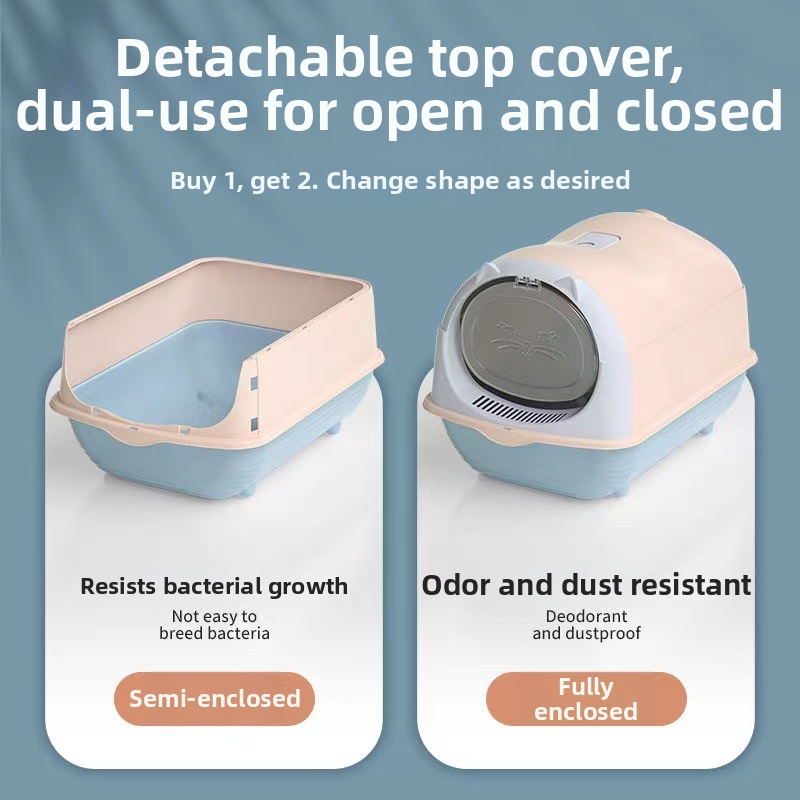 Vollständig geschlossene Katzentoilette mit Klappdeckel, Haushaltsartikel für Hunde und Katzen, versandkostenfrei pro Stück_voghion.com