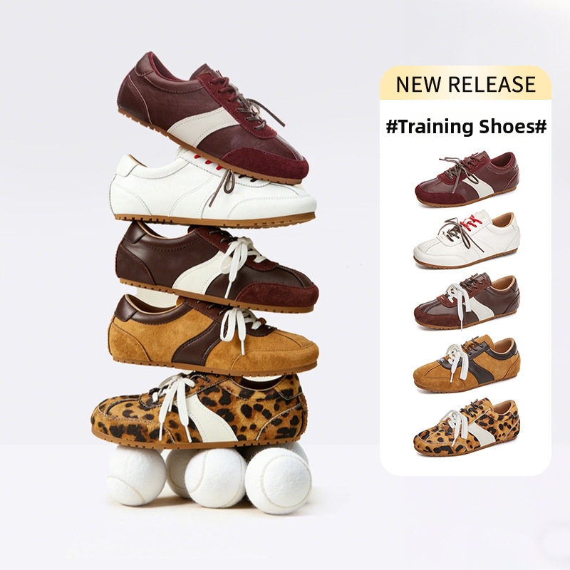 Damen-Sportschuhe aus echtem Leder, flach, deutscher Trainingsstil, lässig, vielseitig, weiß, Ponyhaar_voghion.com