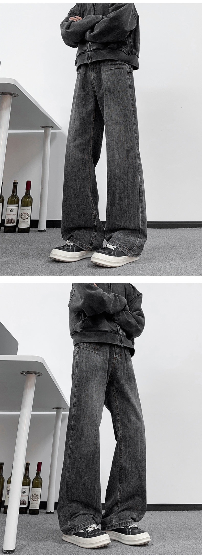 Men's Clothing Men's Blue Flared Jeans High Street Style Loose Casual Pants For Teenagers Spring For Formal & Casual_mkmklike.com