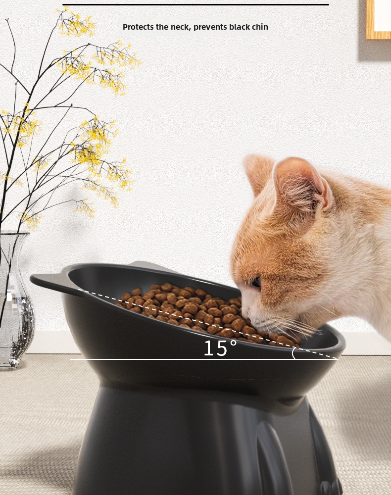 Gamelle pour chat surélevée avec support cou incliné antidérapant_voghion.com