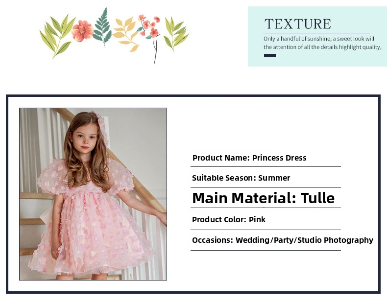 Kinder Puffärmel Blumen Prinzessin Kleid Für Mädchen Festlich_voghion.com
